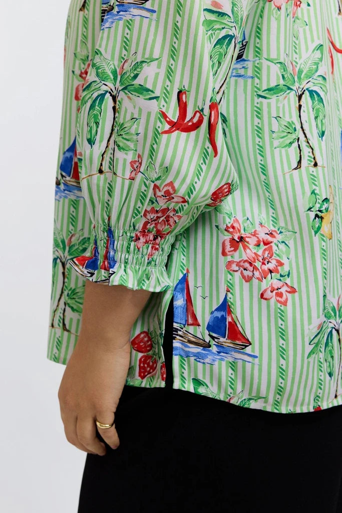 Foxcroft Alica 3/4 Recess Stripe Shirt