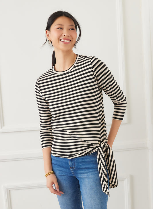 KAREN KANE 3/4 SLEEVE SIDE TIE TOP