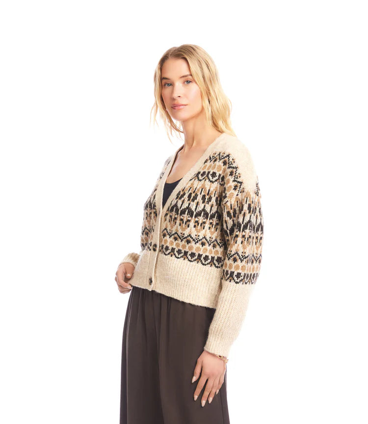 KAREN KANE JACQUARD CARDIGAN SWEATER
