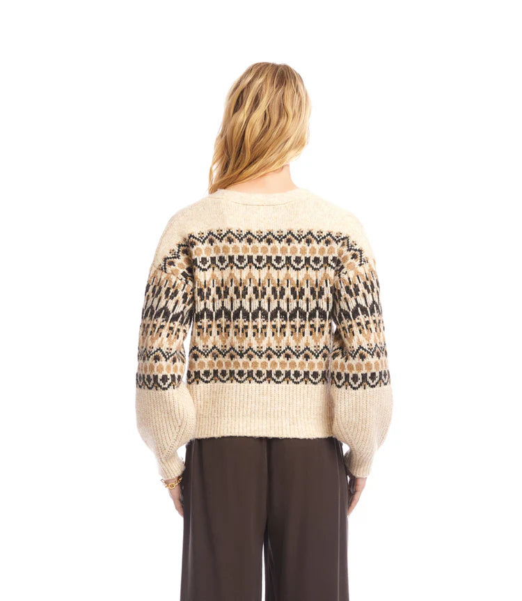 KAREN KANE JACQUARD CARDIGAN SWEATER