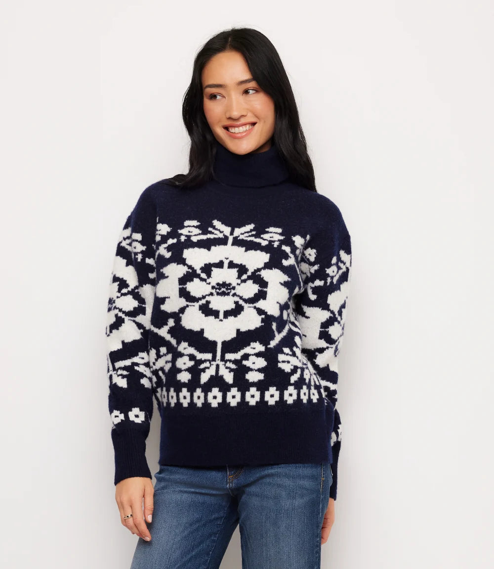 Karen Kane Jacquard Turtleneck Sweater