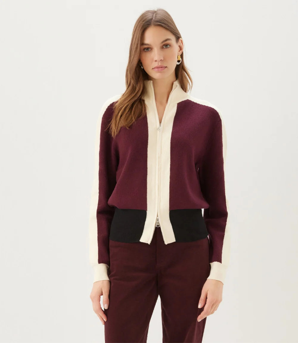 Karen Kane Colorblock Zip-Up Sweater