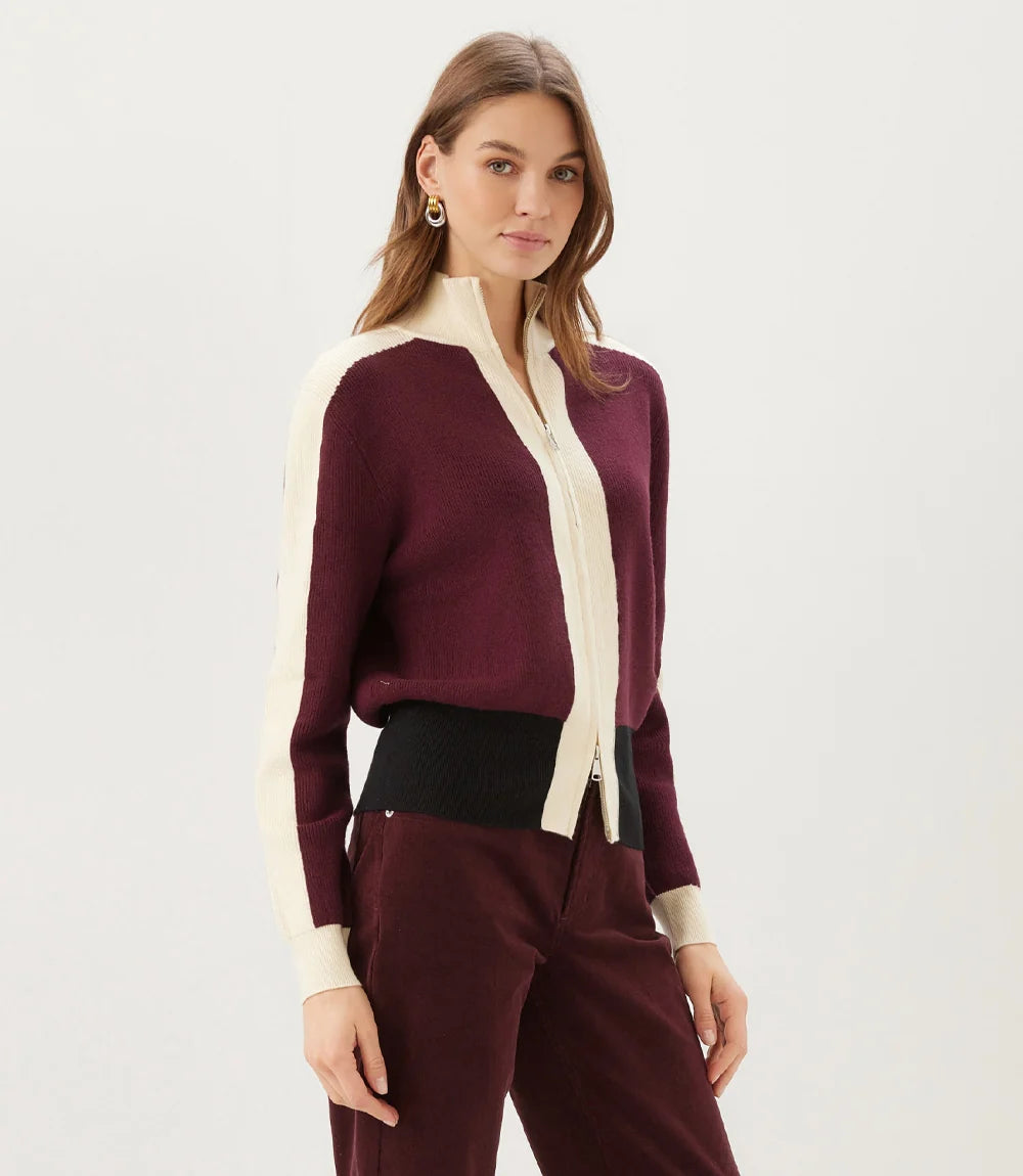 Karen Kane Colorblock Zip-Up Sweater