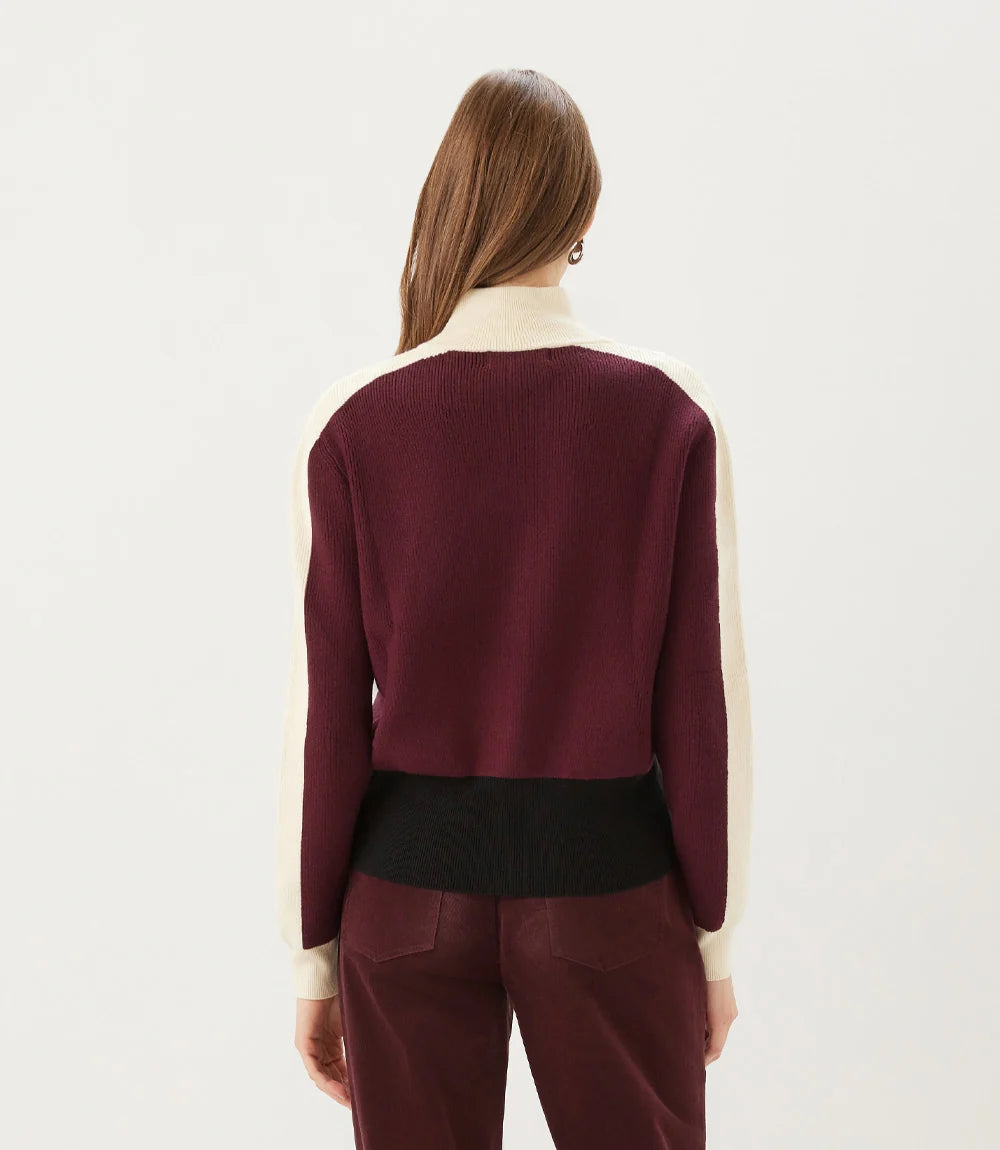 Karen Kane Colorblock Zip-Up Sweater