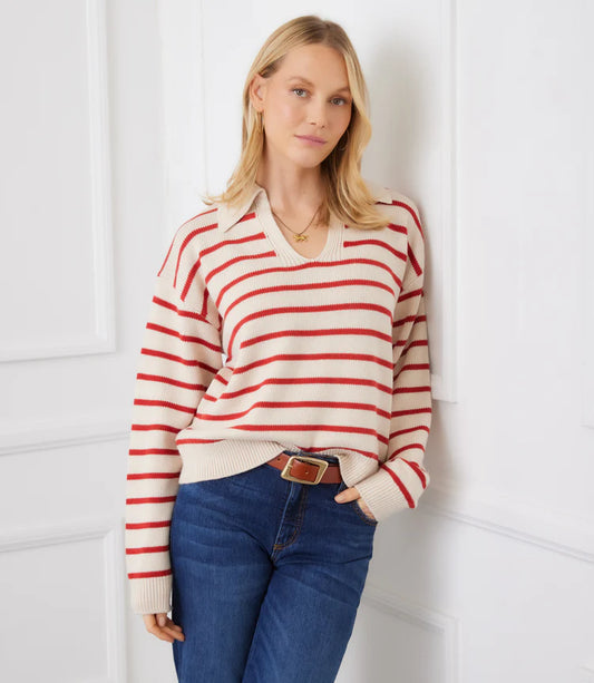 KAREN KANE STRIPE POLO SWEATER