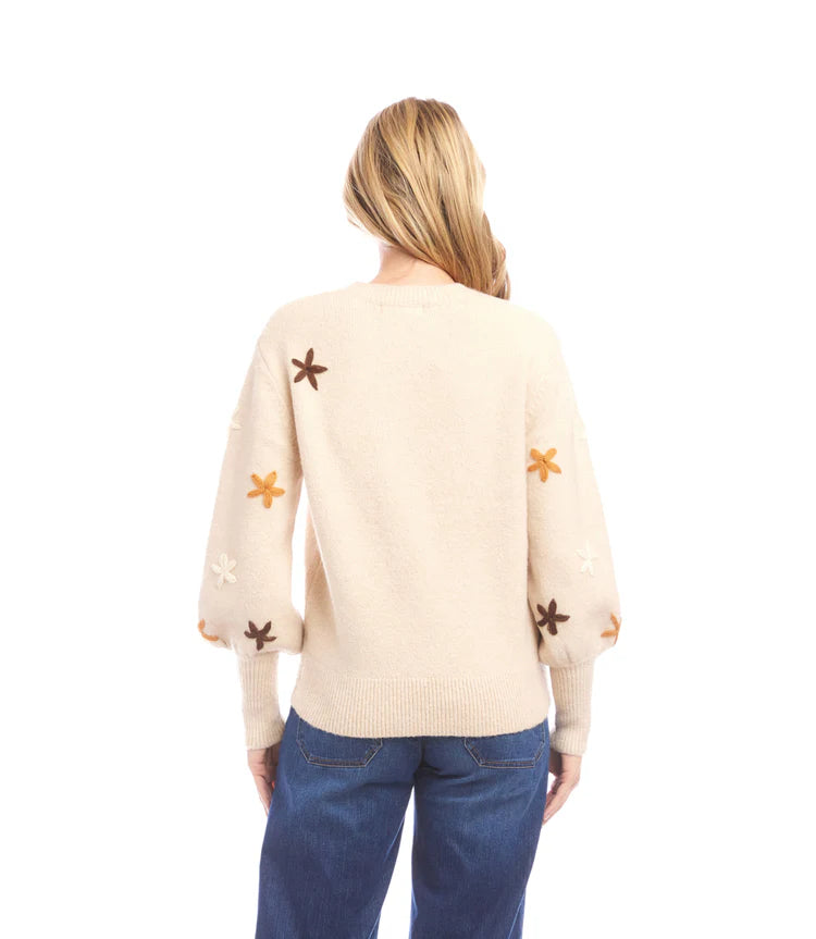 KAREN KANE EMBROIDERED FLOWER SWEATER