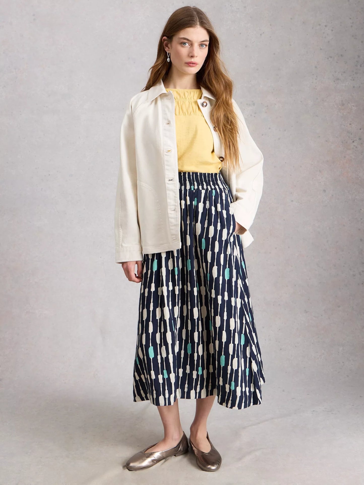 Shelly Linen Blend Midi Skirt