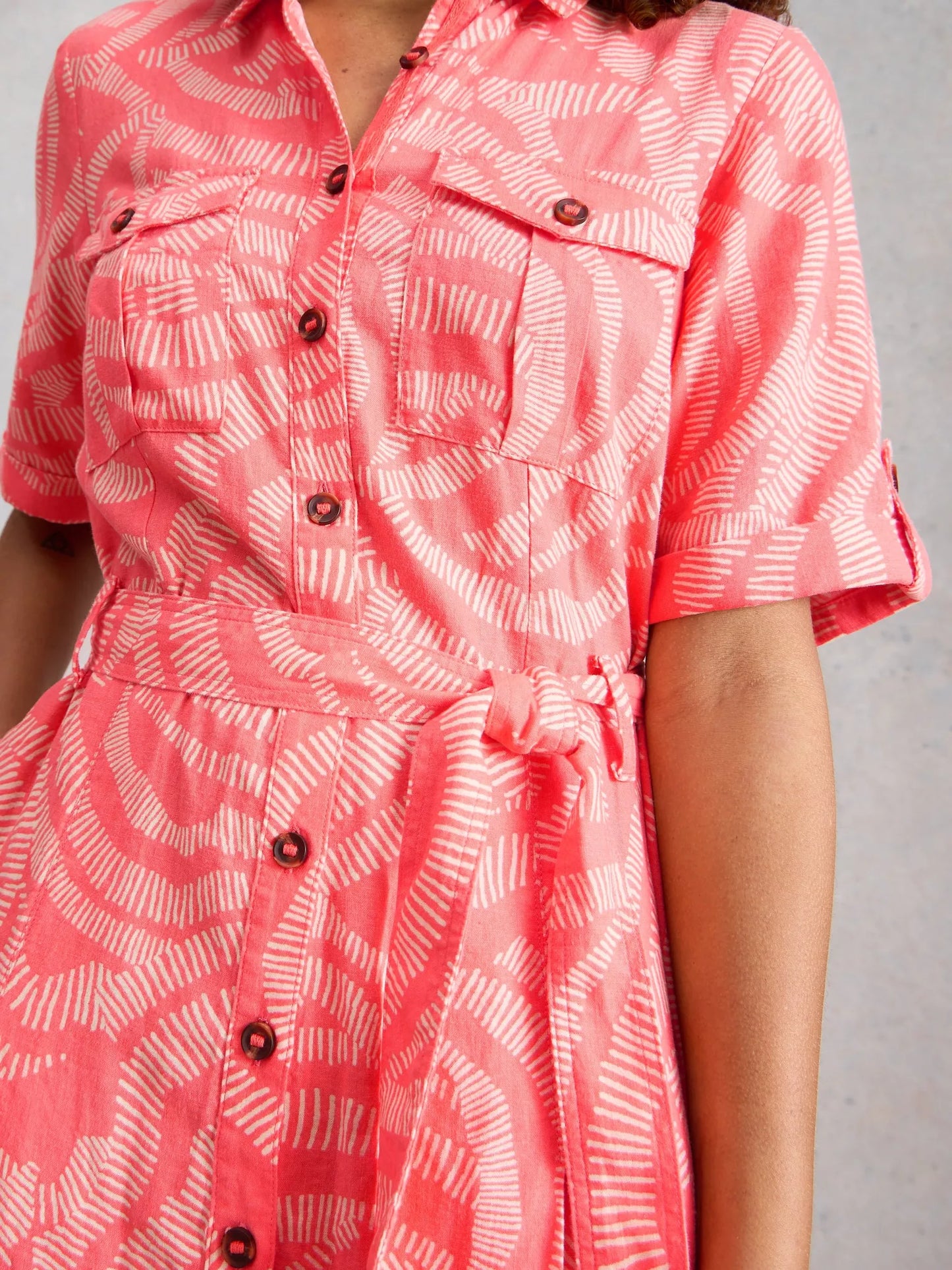 White Stuff Tiff Linen Blend Shirt Dress