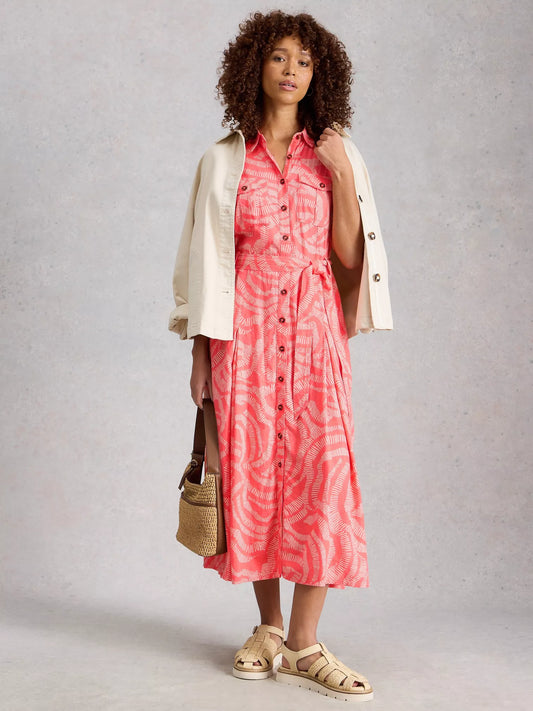 White Stuff Tiff Linen Blend Shirt Dress