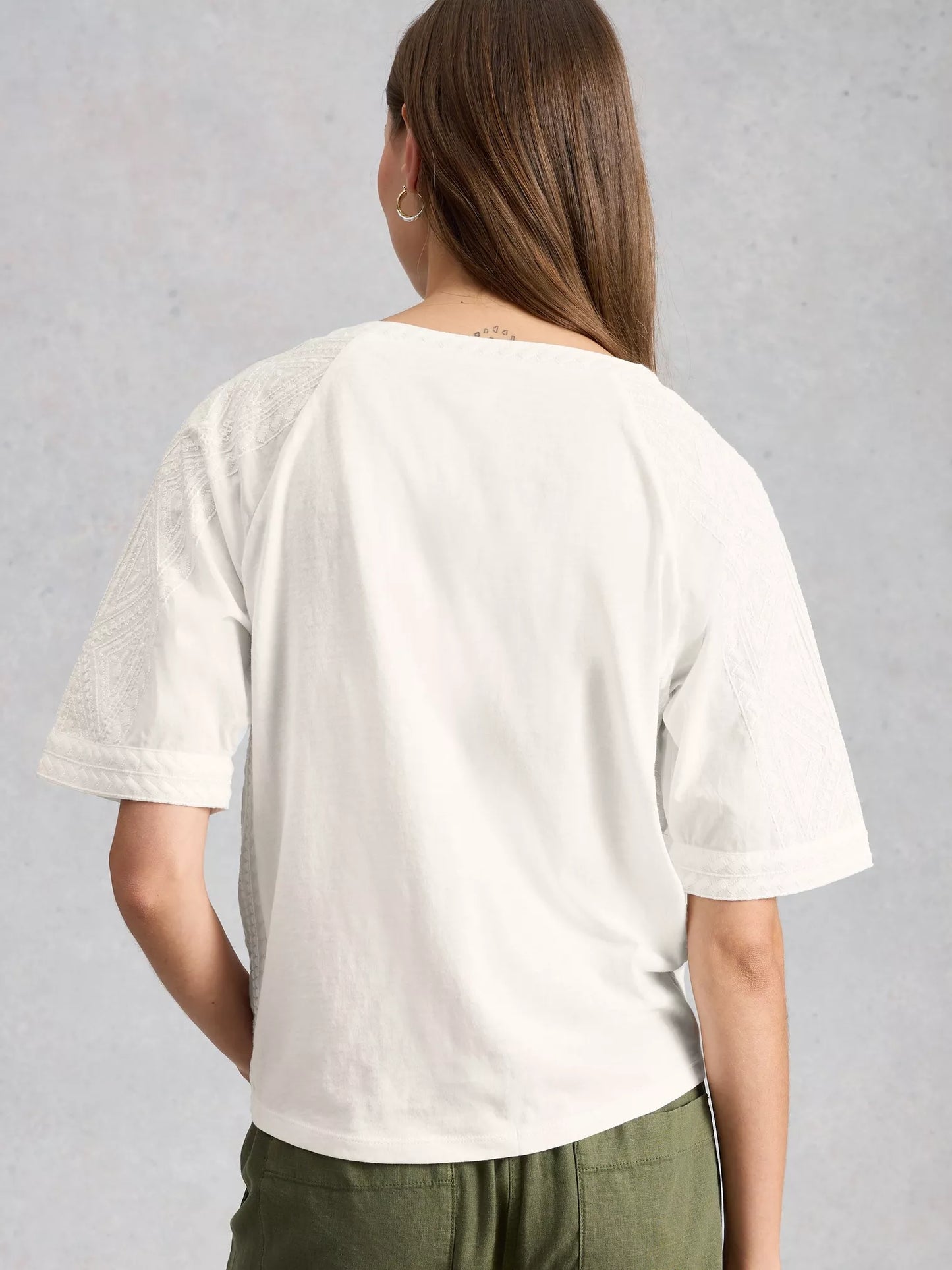 White Stuff Embroidered Tie Hem Top