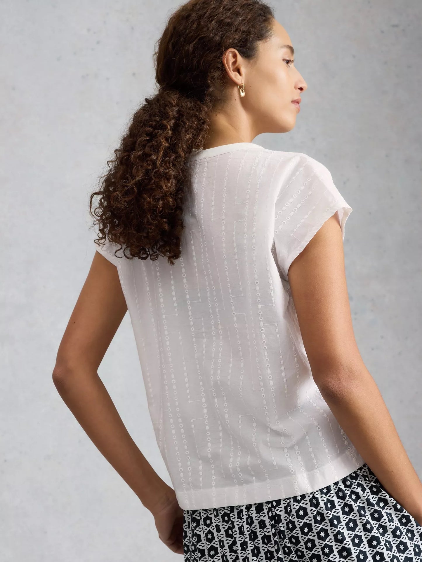 White Stuff Nola Notch Neck Broderie Tee
