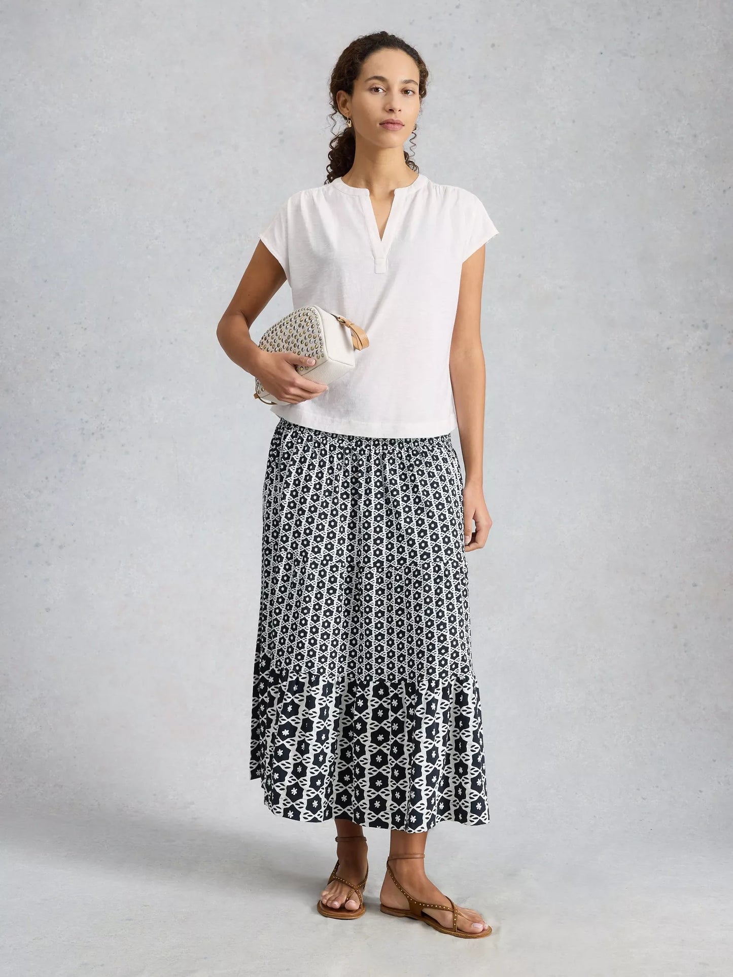 White Stuff Nola Notch Neck Broderie Tee