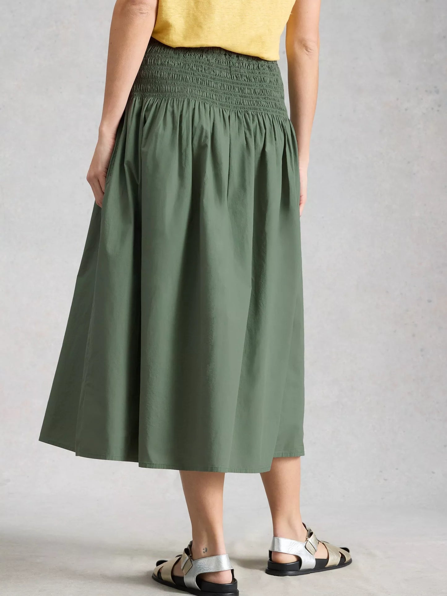 White Stuff Shirred Midi Skirt