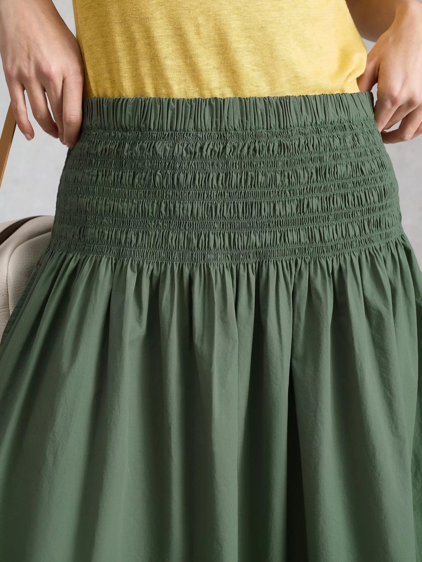 White Stuff Shirred Midi Skirt