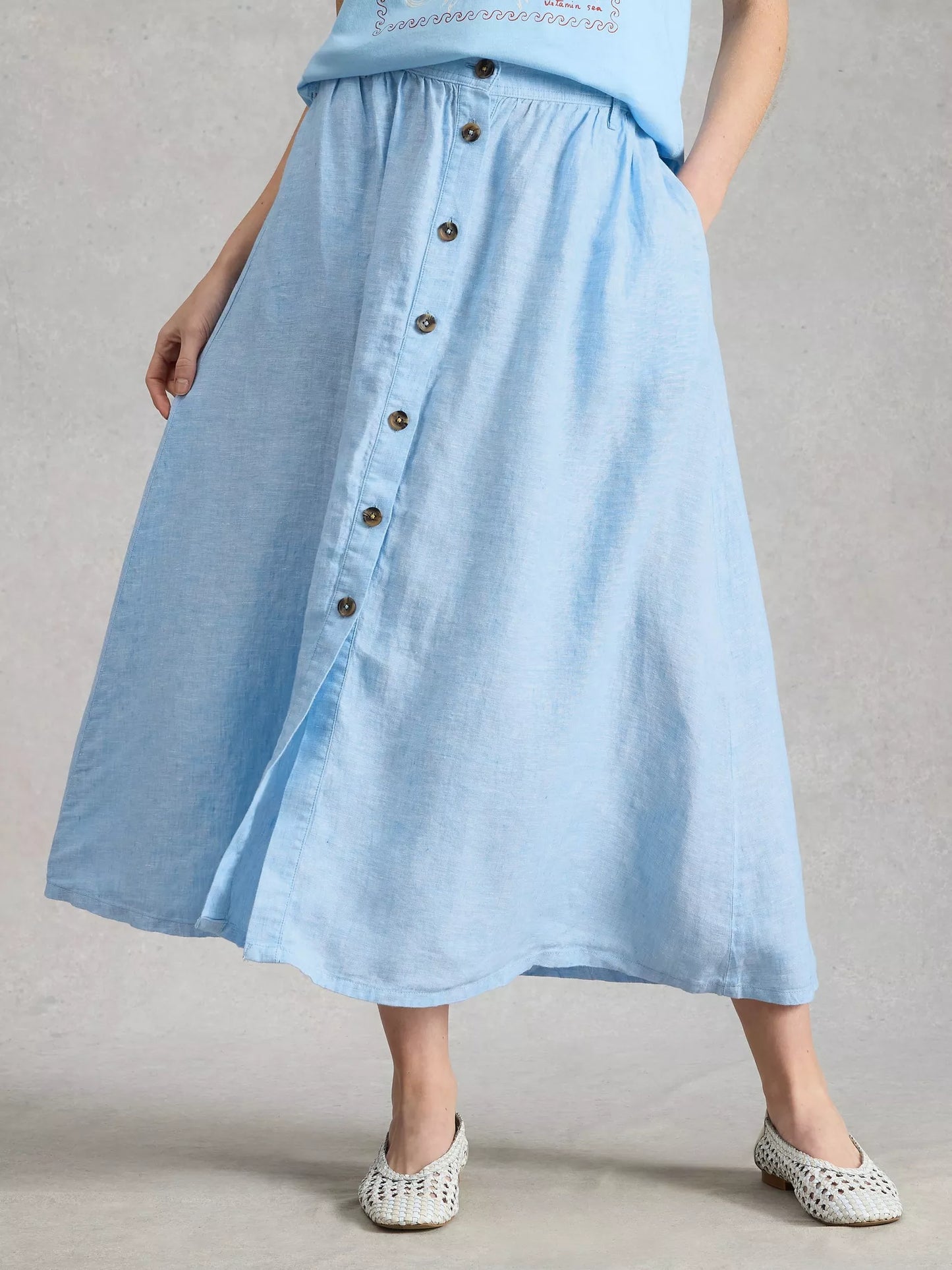 White Stuff Riley Linen Midi Skirt