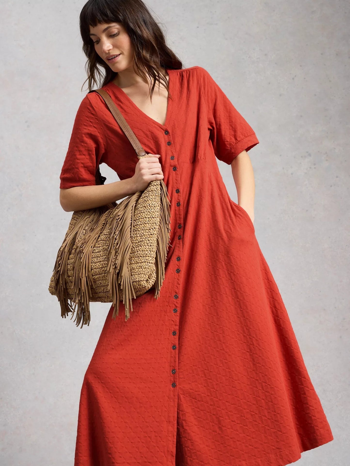 White Stuff Megan Button Jersey Dress