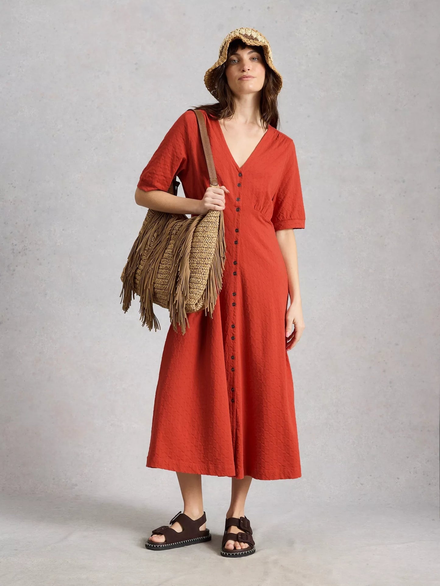 White Stuff Megan Button Jersey Dress