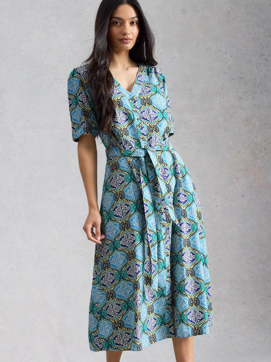 White Stuff Val Linen Blend Dress