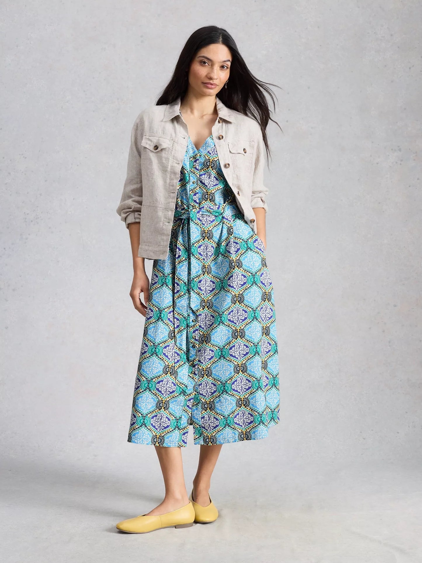 White Stuff Val Linen Blend Dress