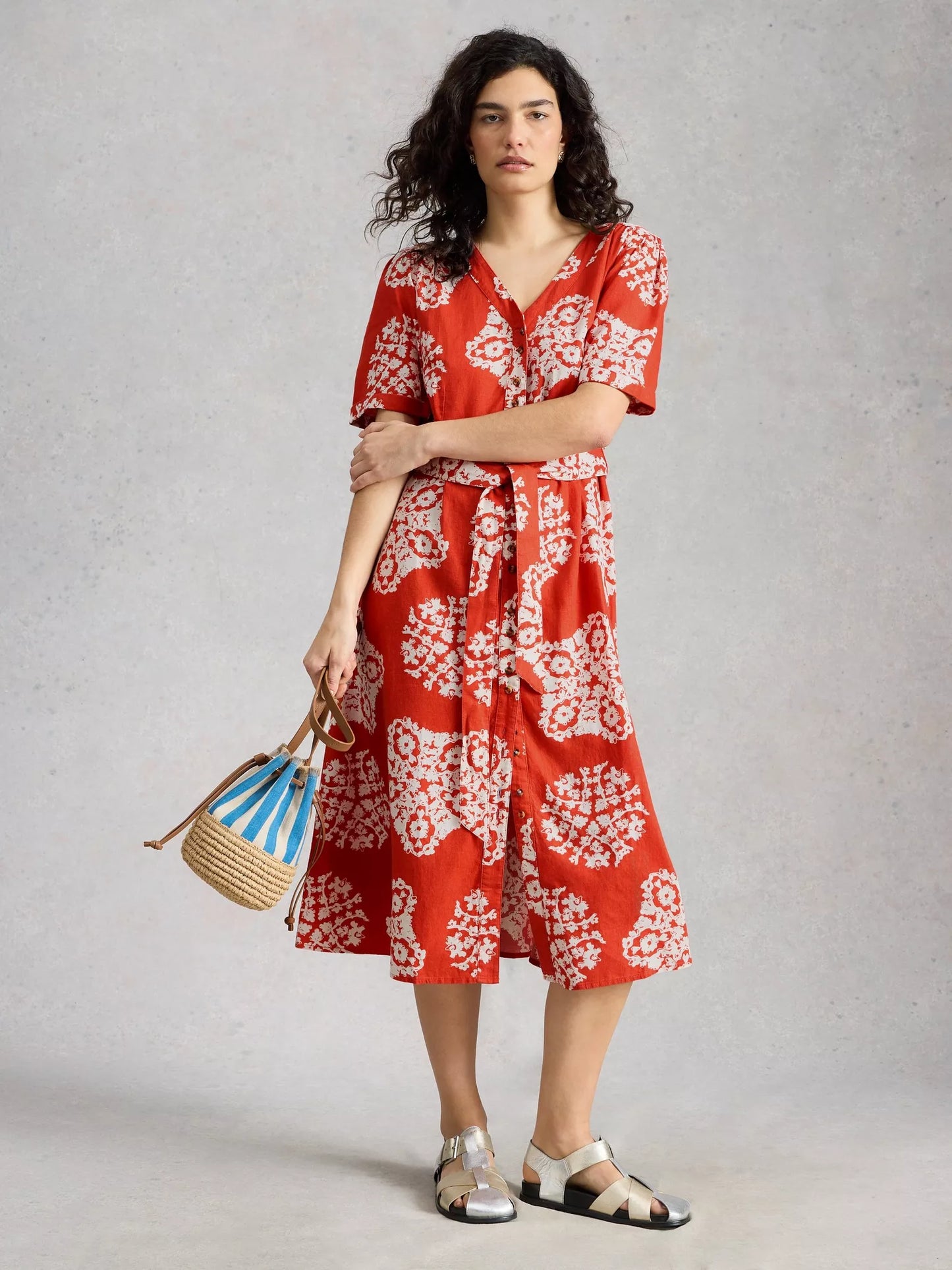 White Stuff Val Linen Blend Dress