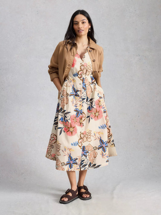 White Stuff Kate Button Through Midi Dress