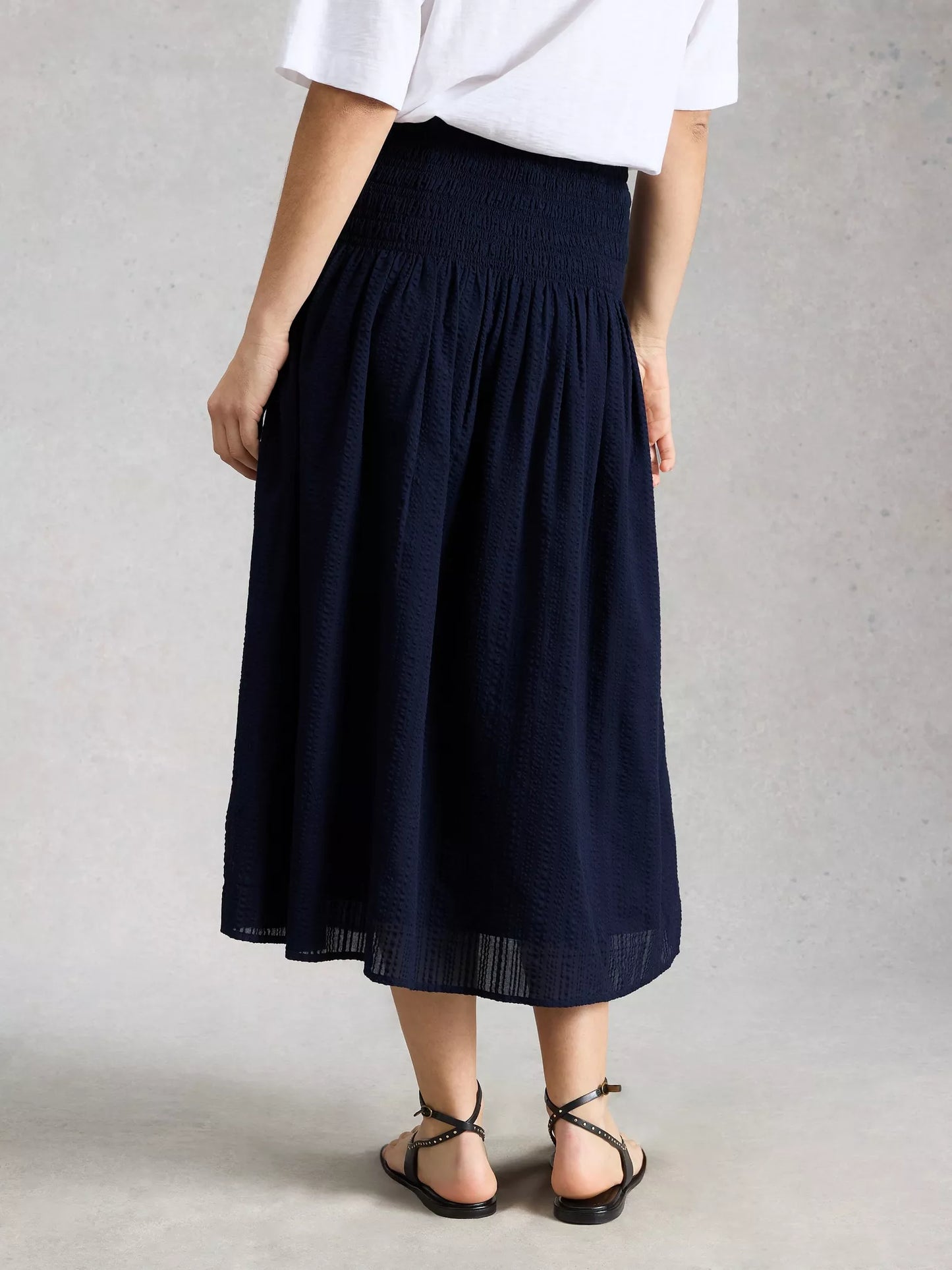 White Stuff Suri Shirred Midi Skirt