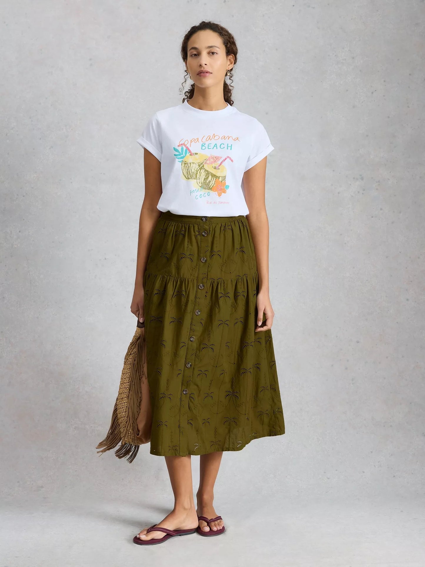 White Stuff Ruben Broderie Midi Skirt