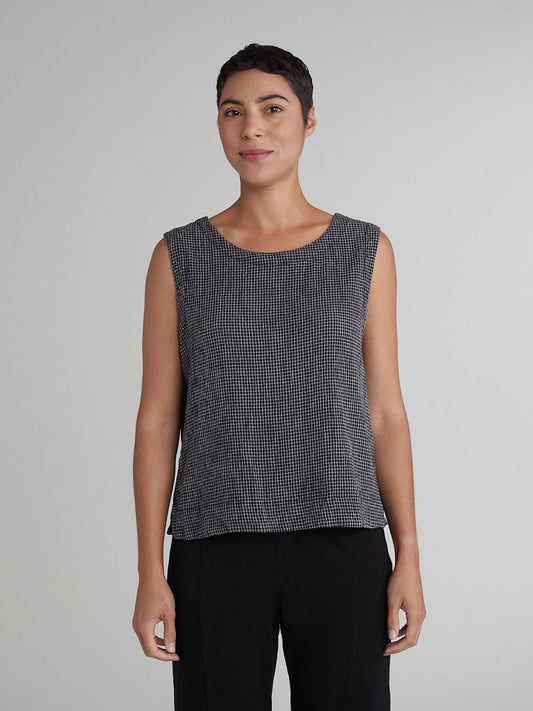SHELL WITH WIDE FACING CRINKLE CHECK