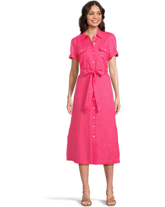 COASTALINA SHORT SLEEVE MIDI SHIRT DRESS
