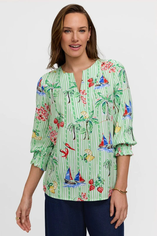 Foxcroft Alica 3/4 Recess Stripe Shirt