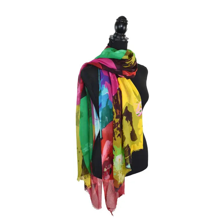 FOSTER FLORAL COLORBLOCK SCARF