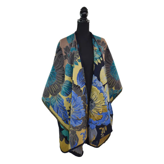 DUPATTA FRIEDA JACQUARD FLORAL RUANA WRAP