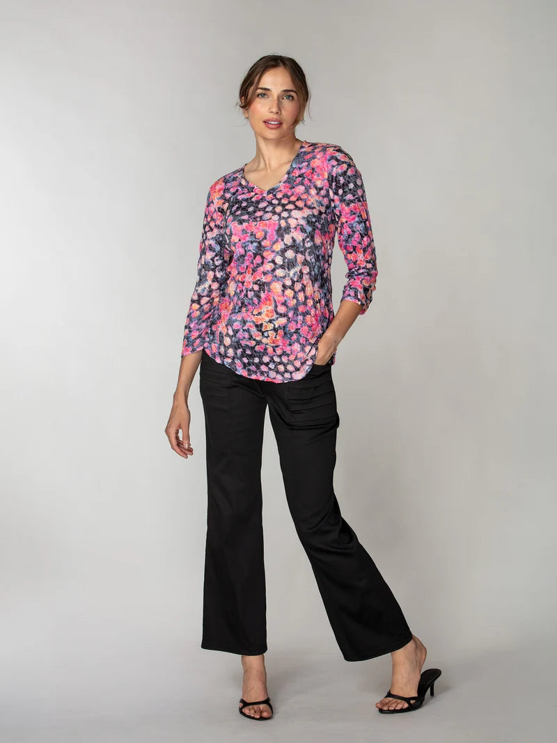 Carine V-Neck Top Rose Blots
