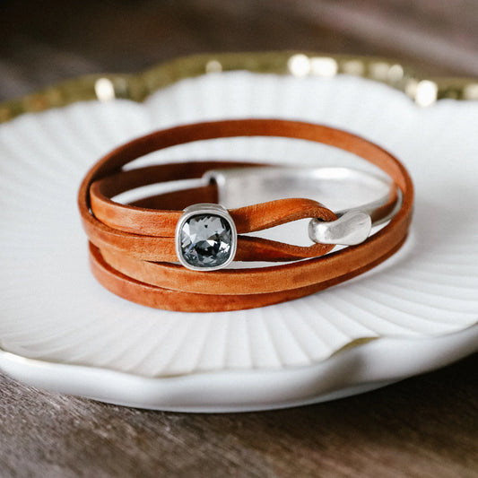 Rachel Marie Coco Congnac Leather Wrap Bracelet
