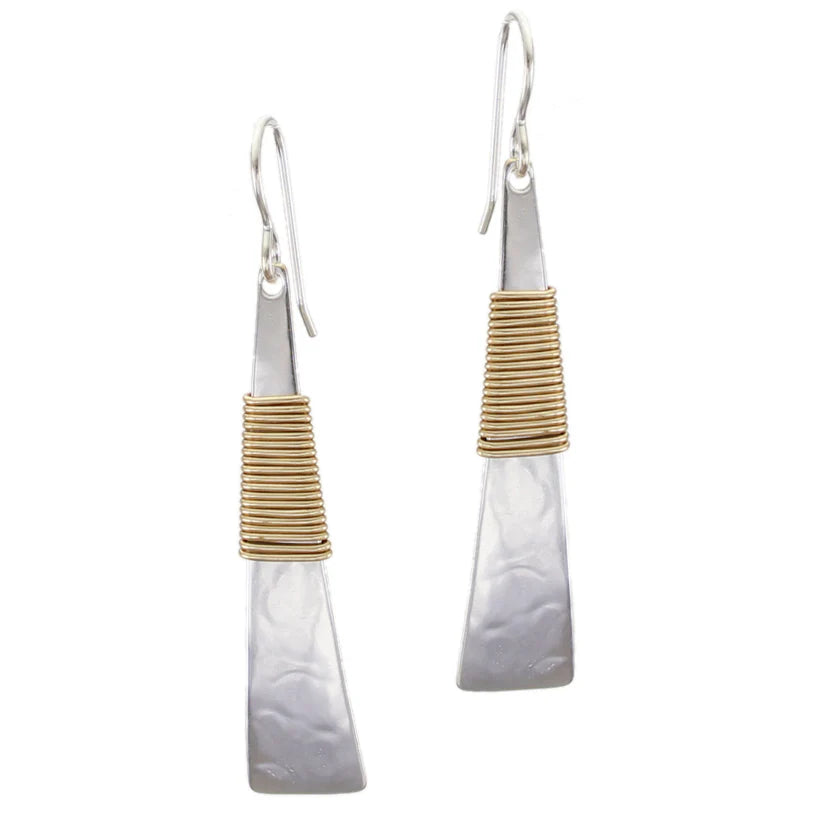 Marjorie Bear Long Wire Wrapped Triangle Wire Earring