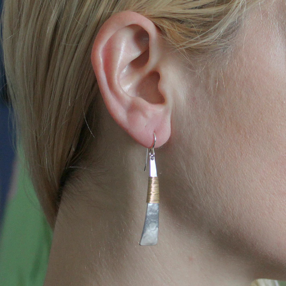 Marjorie Bear Long Wire Wrapped Triangle Wire Earring
