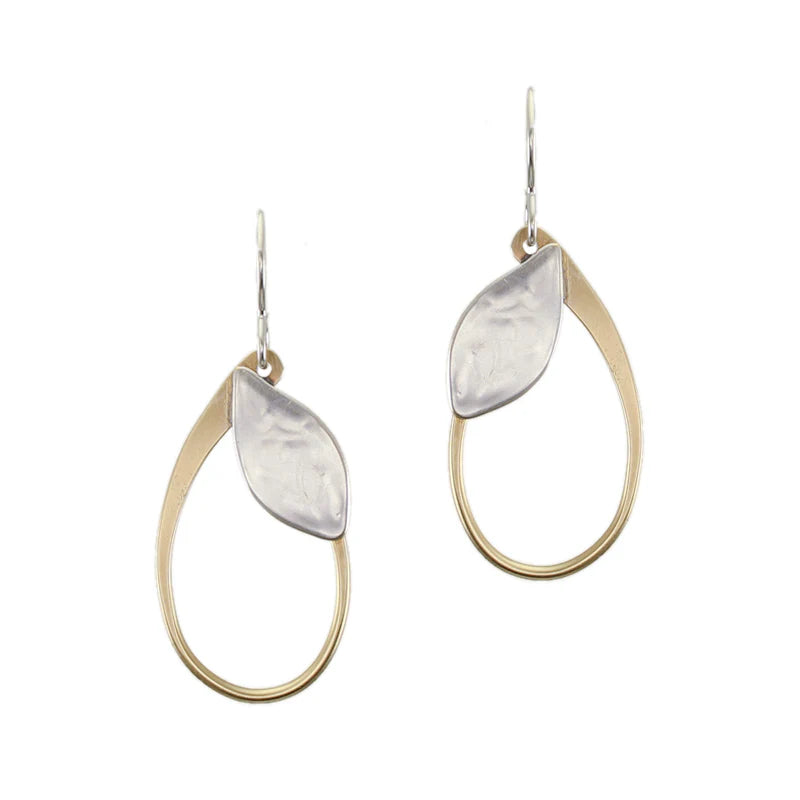 Marjorie Baer Leaf with Oval Ring Wire Earrings