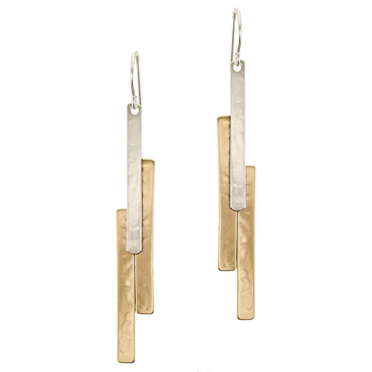 MARJORIE BAER LONG LAYERED RECTANGLE WIRE EARRINGS