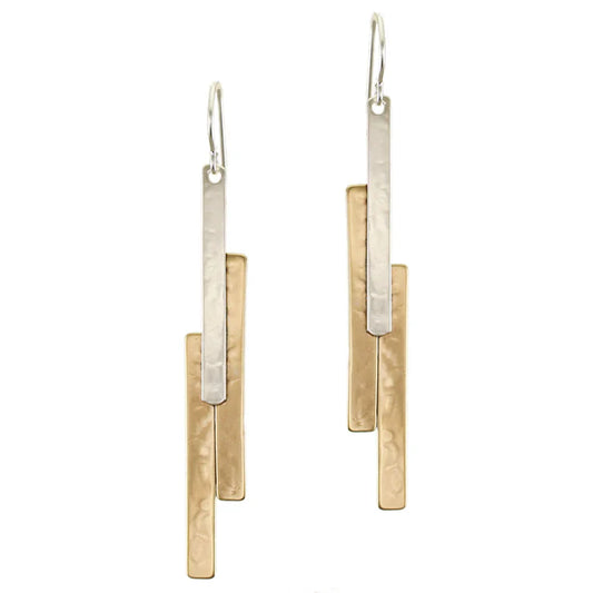 MARJORIE BAER LONG LAYERED RECTANGLE WIRE EARRINGS