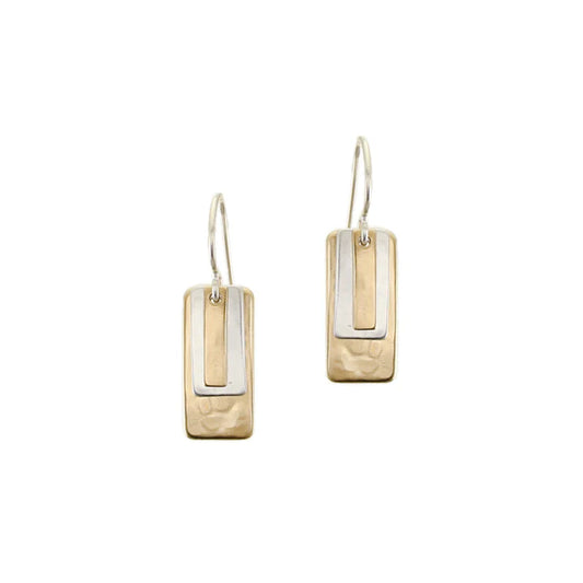 MARJORIE BAER SMALL LAYERED RECTANGLES WIRE EARRINGS