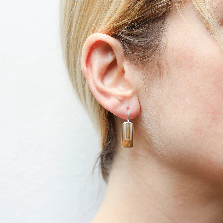MARJORIE BAER SMALL LAYERED RECTANGLES WIRE EARRINGS