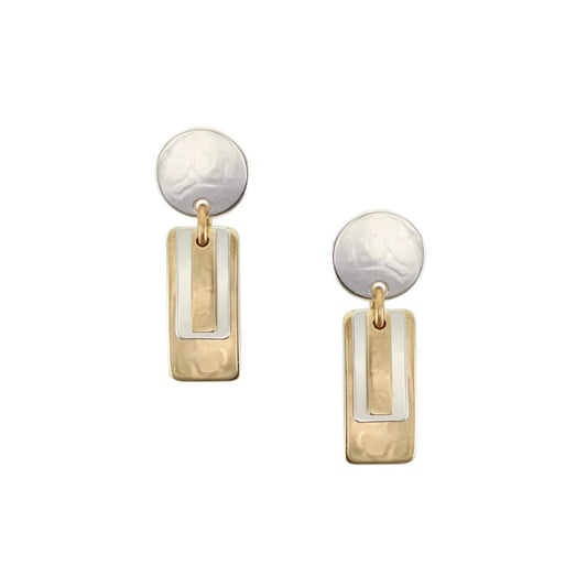 MARJORIE BAER SMALL DISC WITH LAYERED RECTANGLES POST EARRINGS