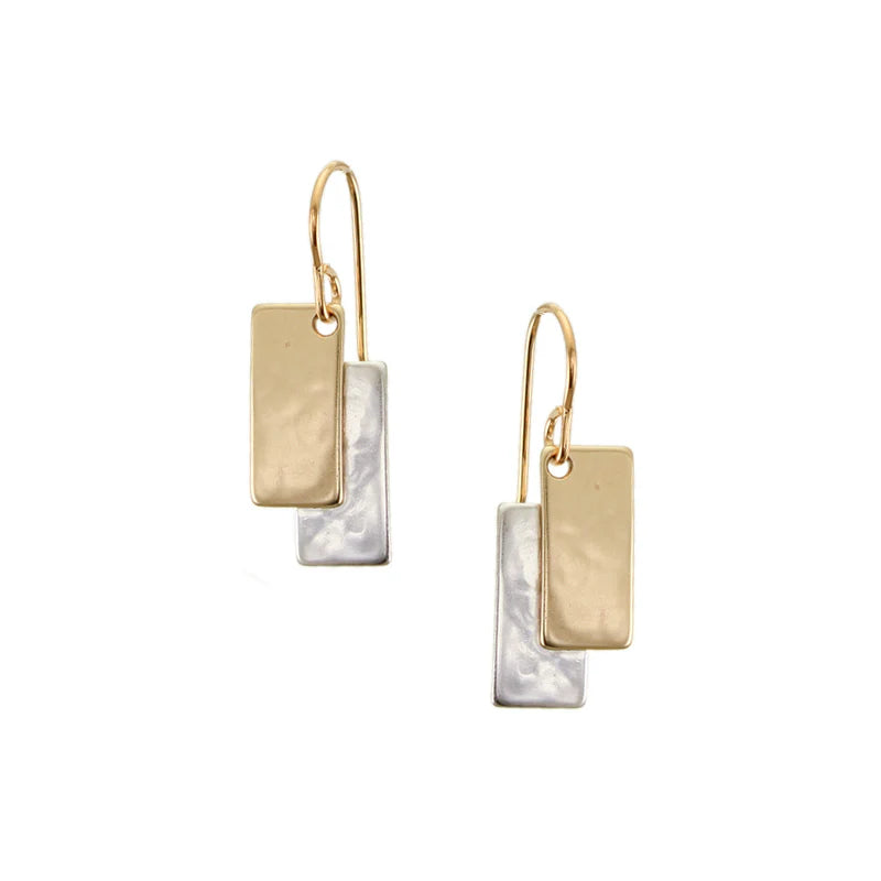 Marjorie Baer Layered Rectangles Wire Earrings