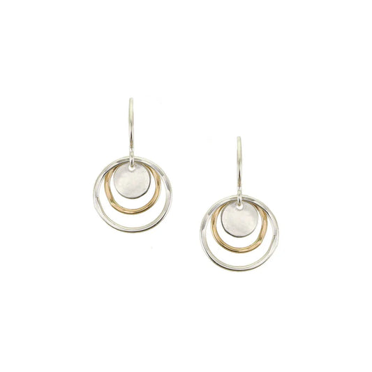 MARJORIE BAER MINI DISC LAYERED RINGS WIRED EARRINGS