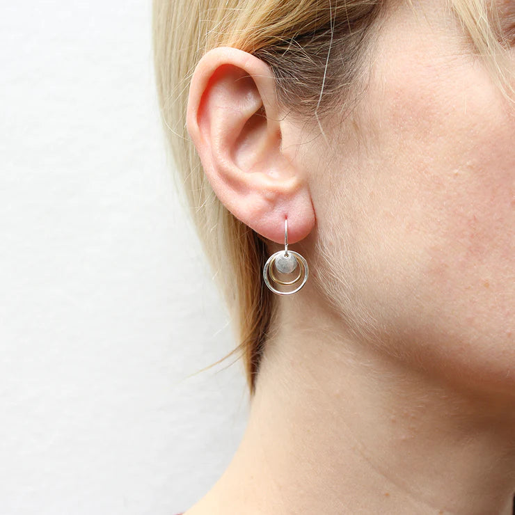 MARJORIE BAER MINI DISC LAYERED RINGS WIRED EARRINGS
