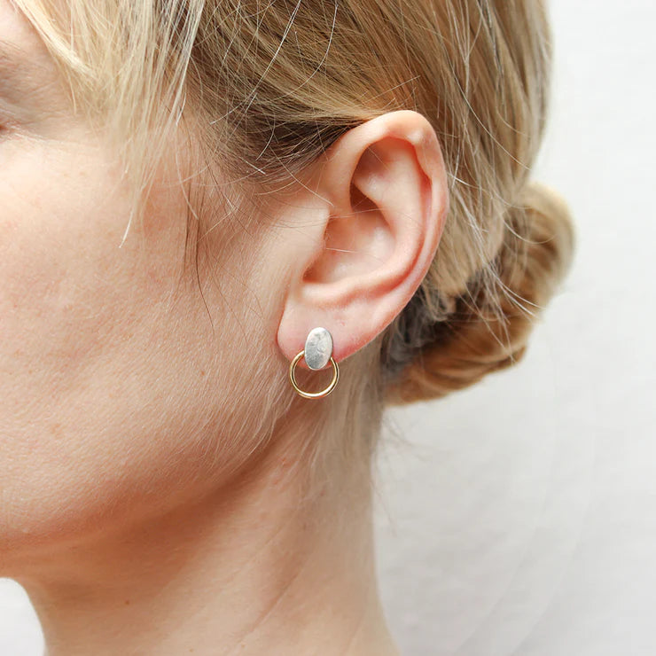 MARJORIE BAER MINI OVAL WITH RING POST EARRINGS