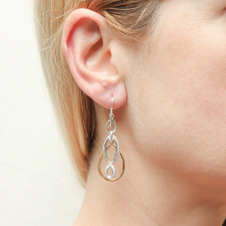 MARJORIE BAER TEARDROP RING WITH OVAL LATTICE WIRE EARRINGS