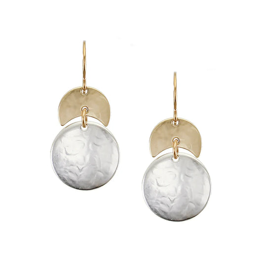 MARJORIE BAER SMALL CRESENT DISC WIRE EARRINGS