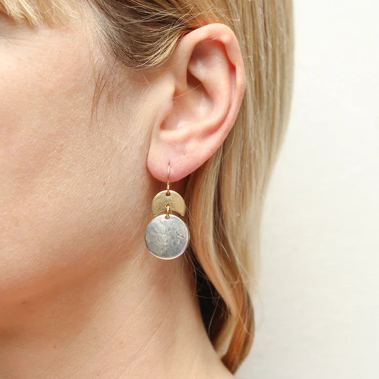 MARJORIE BAER SMALL CRESENT DISC WIRE EARRINGS