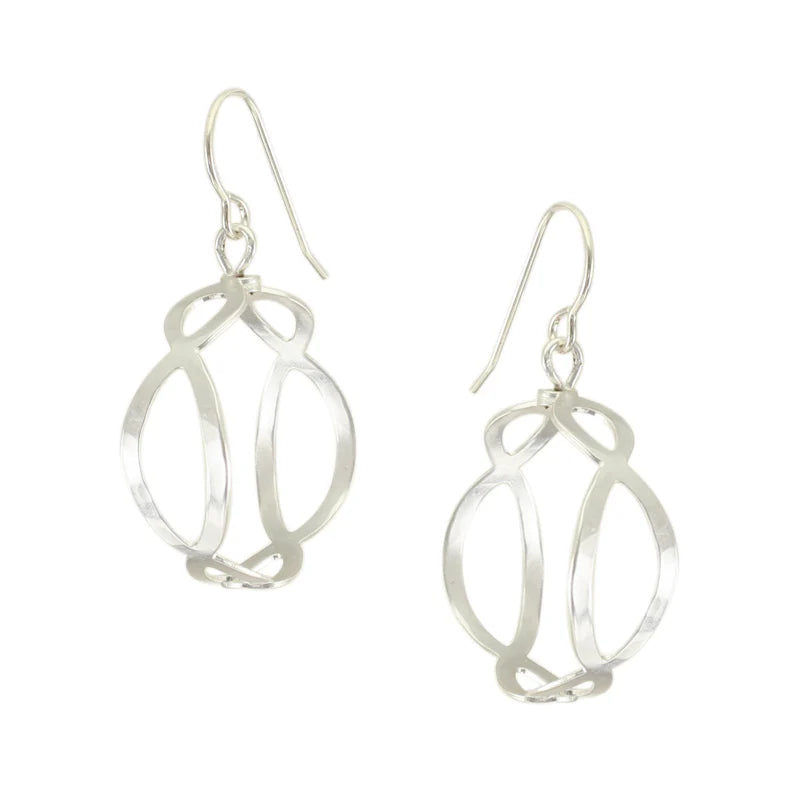 Marjorie Baer Small Oval Lattice Hoop Wire Earrings